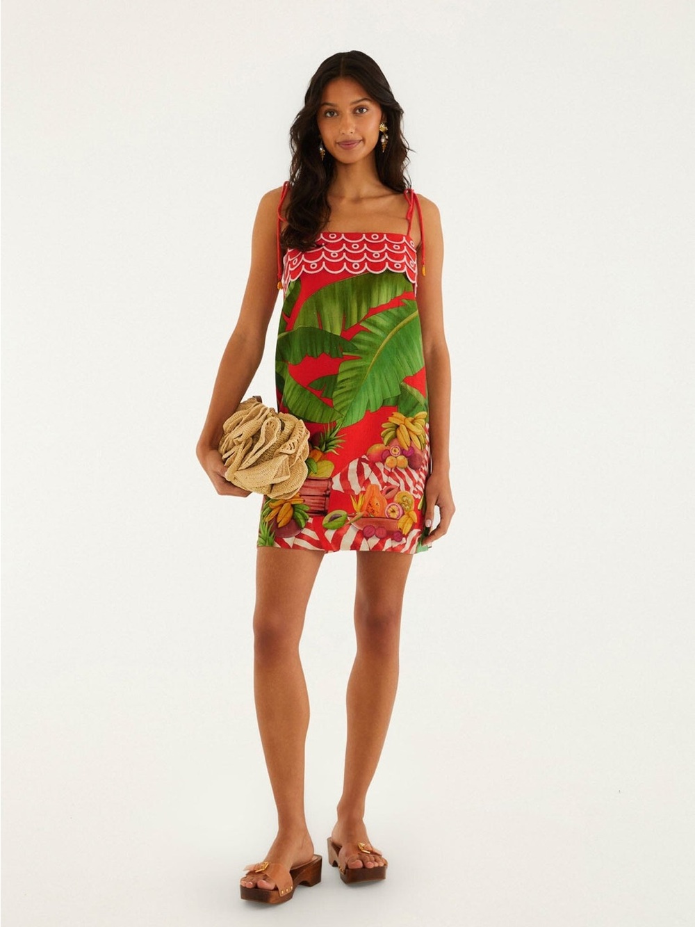 FARM RIO Fruit Trolly Mini Dress Linen Mini New Arrival Tropical XS BNWT